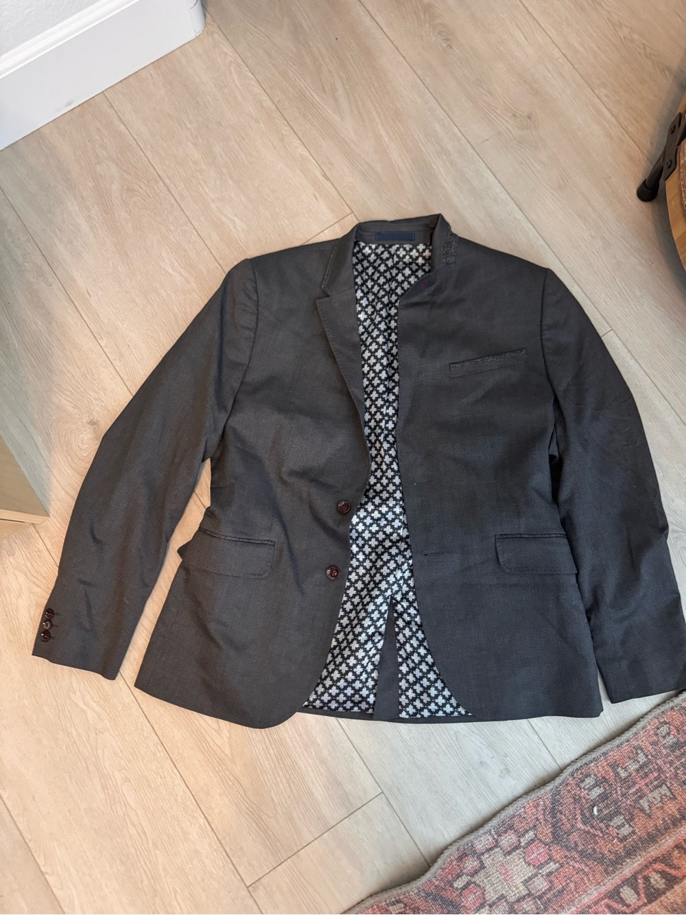 Ted Baker Charcoal Gray Notchless Sport Coat